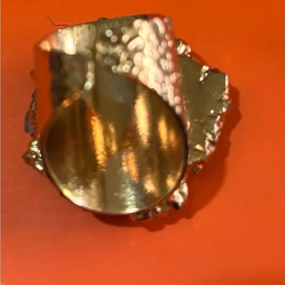 Fashion jewelry stainless steel natural druzy ring adjustable one size - Picture 2 of 3